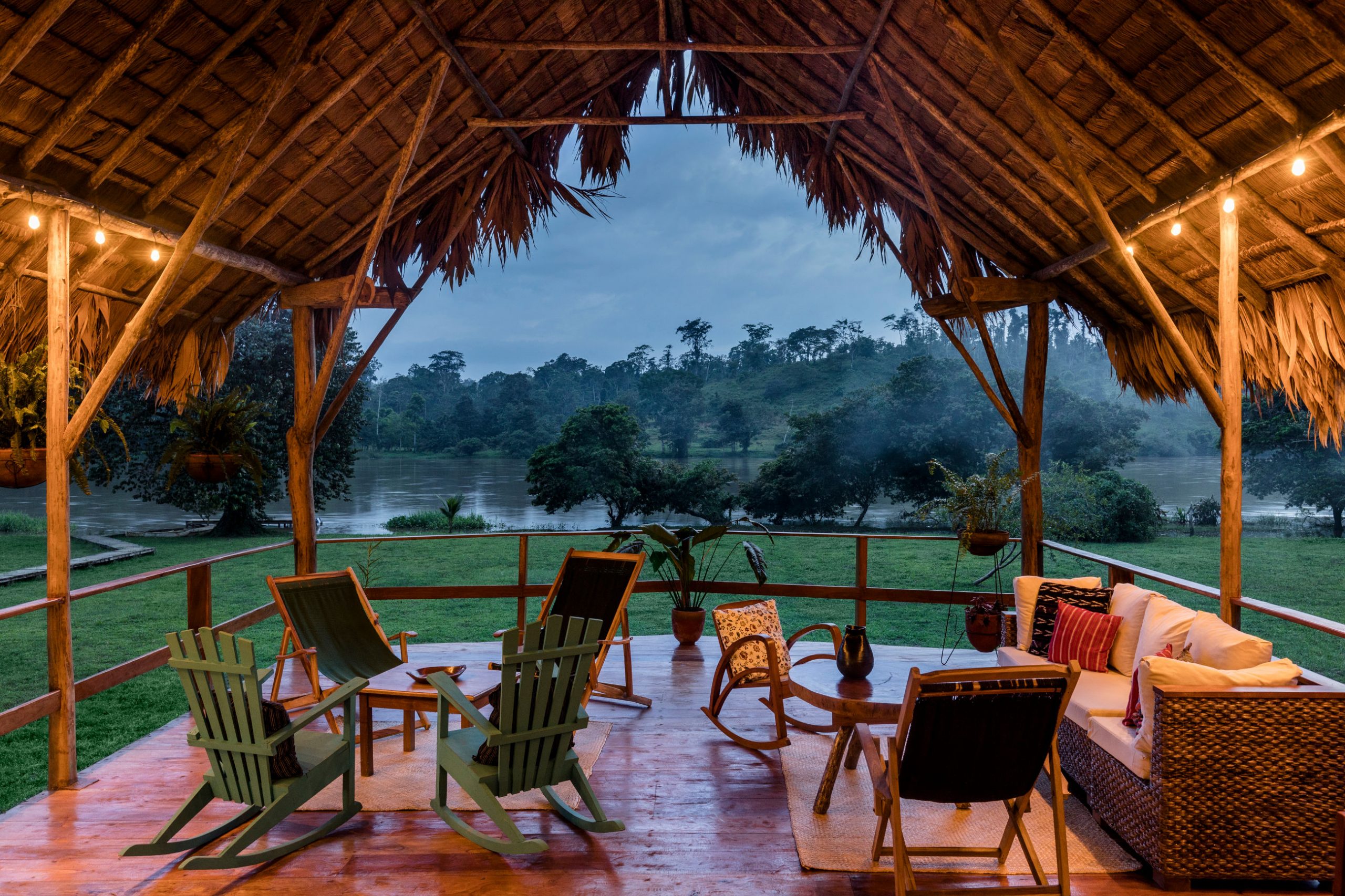 Hall at Guacimo Lodge in the night