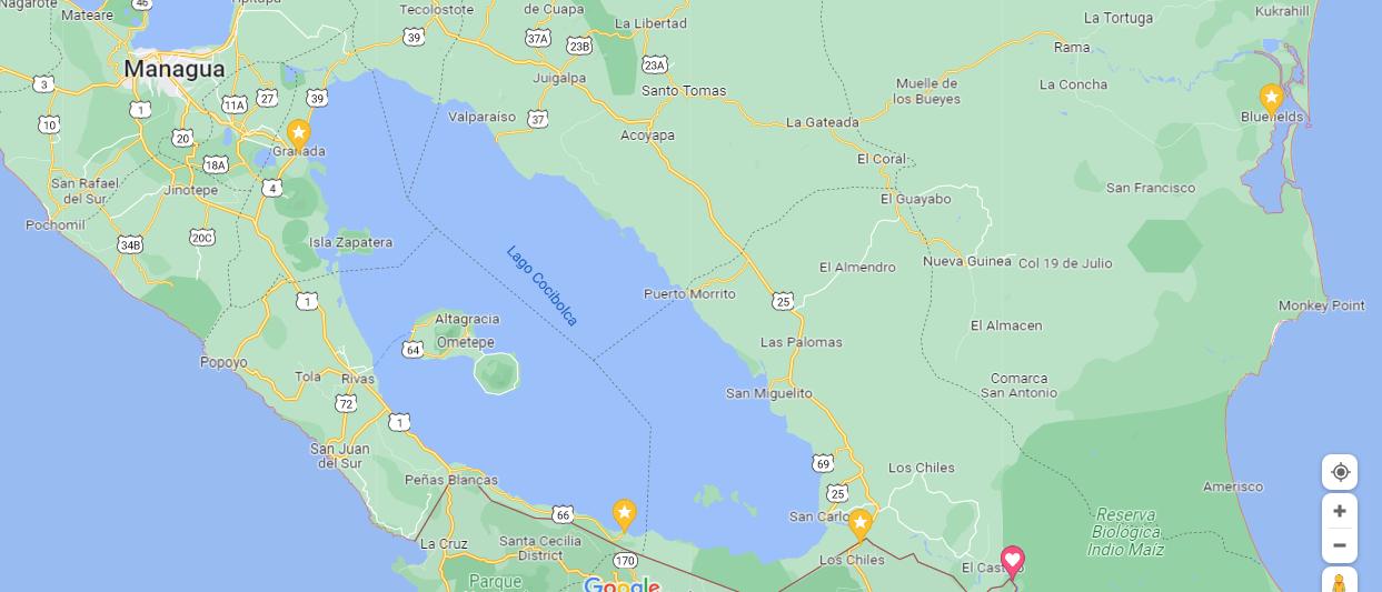 nicaragua tourism map