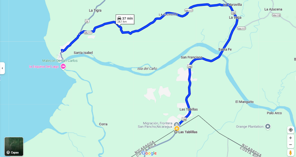 Road from San Carlo To Guacimo Lodge